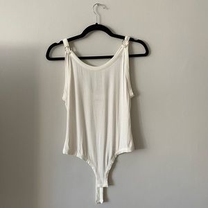 Free People Intimates Medium White Bodysuit w/ light gold ring NEVER BEEN WORN
